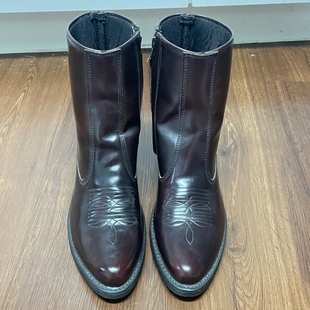 Laredo Mens Sz 9 Long Haul Black Cherry Leather Side Zipper Western Boots #62008 - Picture 7 of 12